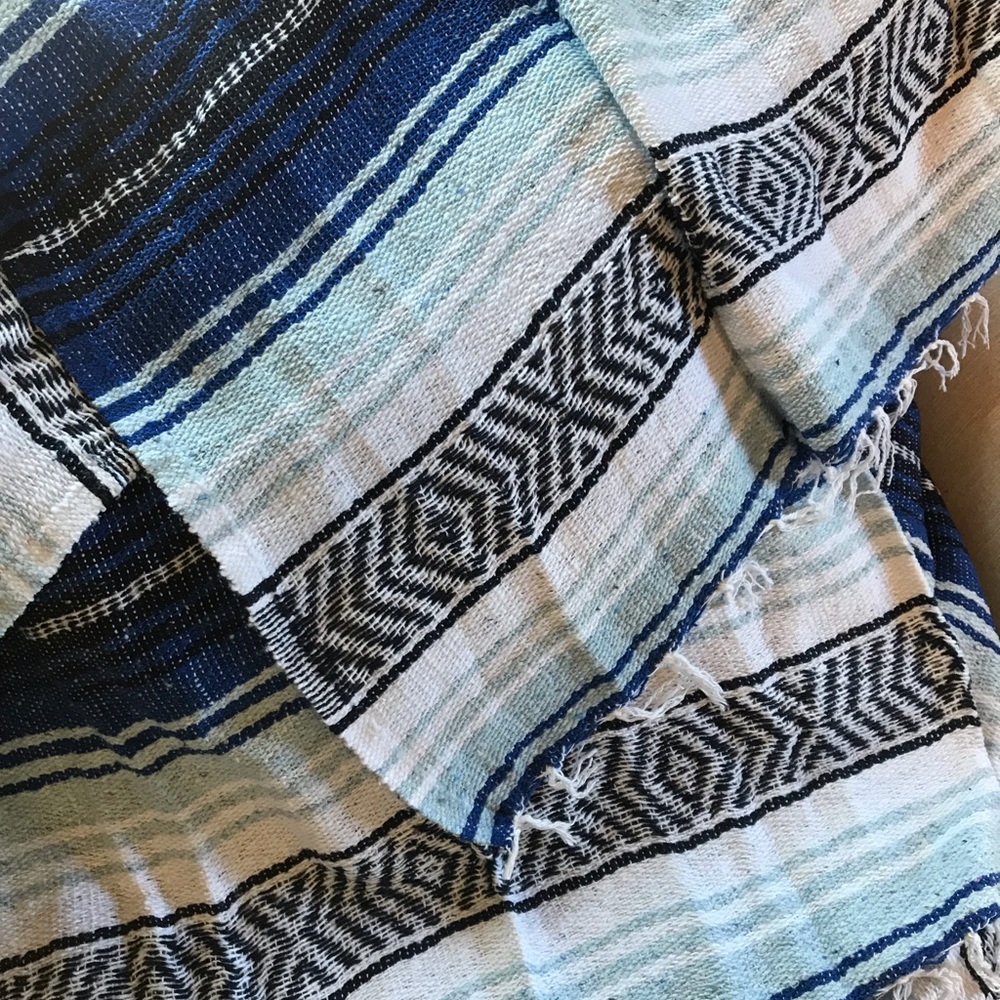 Mexican Blanket with Royal Blue, White, Si…